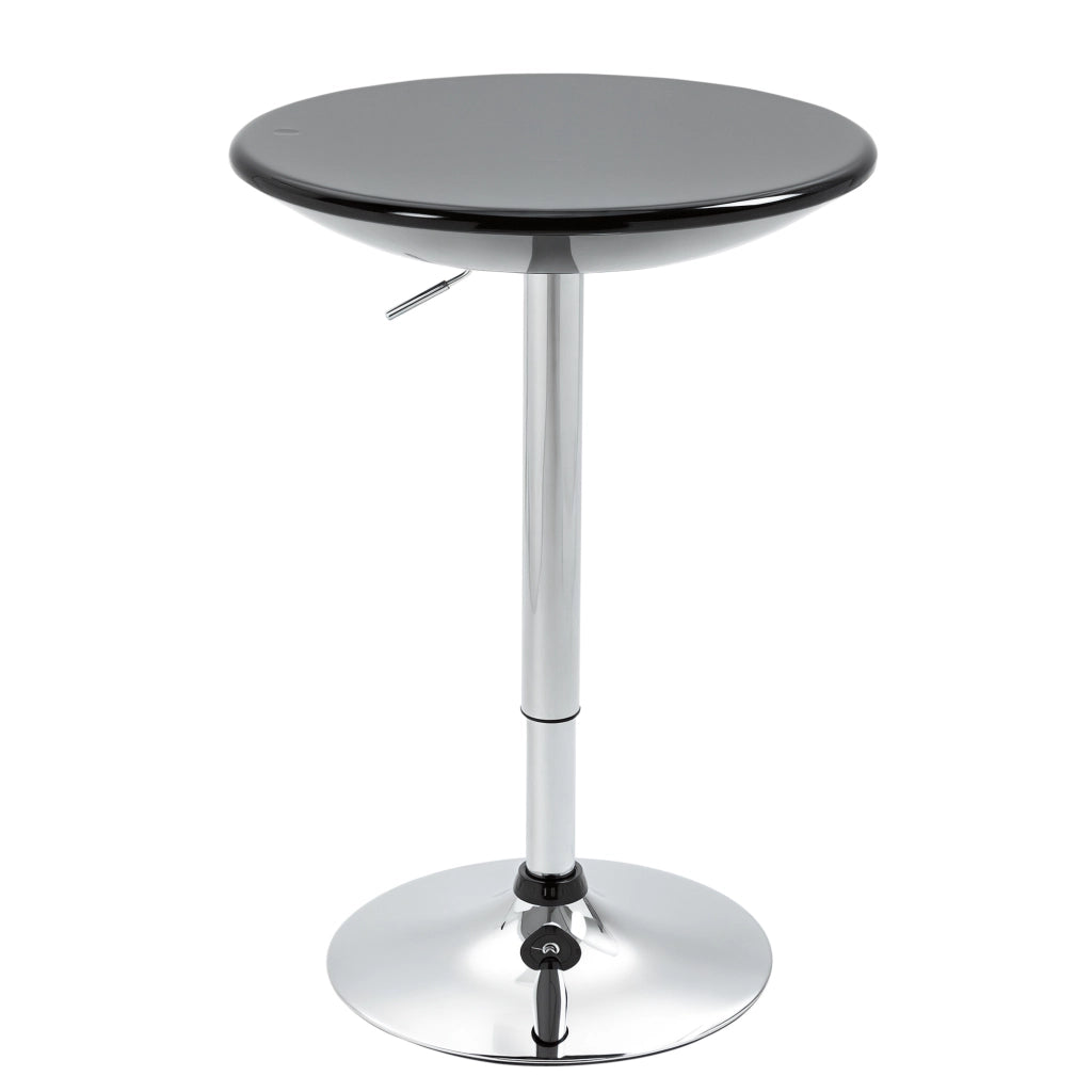 Tavolo da Bar Rotondo con Piano Girevole e Altezza Regolabile ¨C Zephmum ¨C Nero, Acciaio, ¦µ61x76-97cm