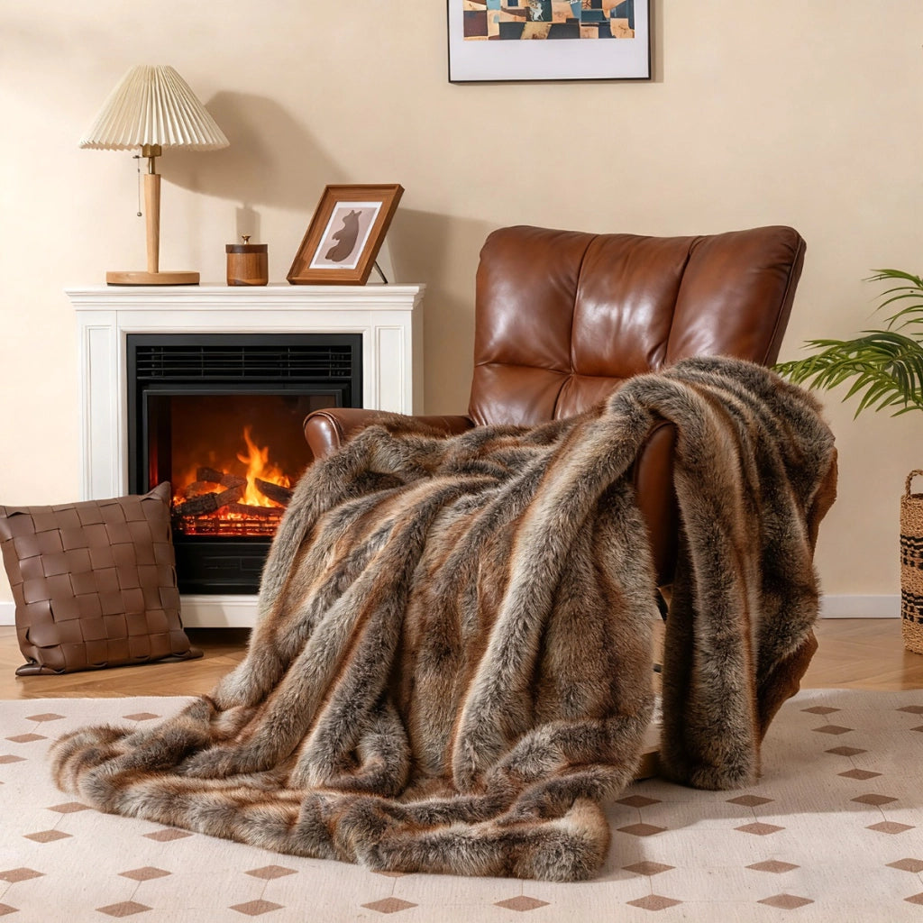 Coperta in pelliccia sintetica morbida e soffice pelliccia sintetica di volpe, Coperta plaid di lusso spesso caldo per letto-Coperta