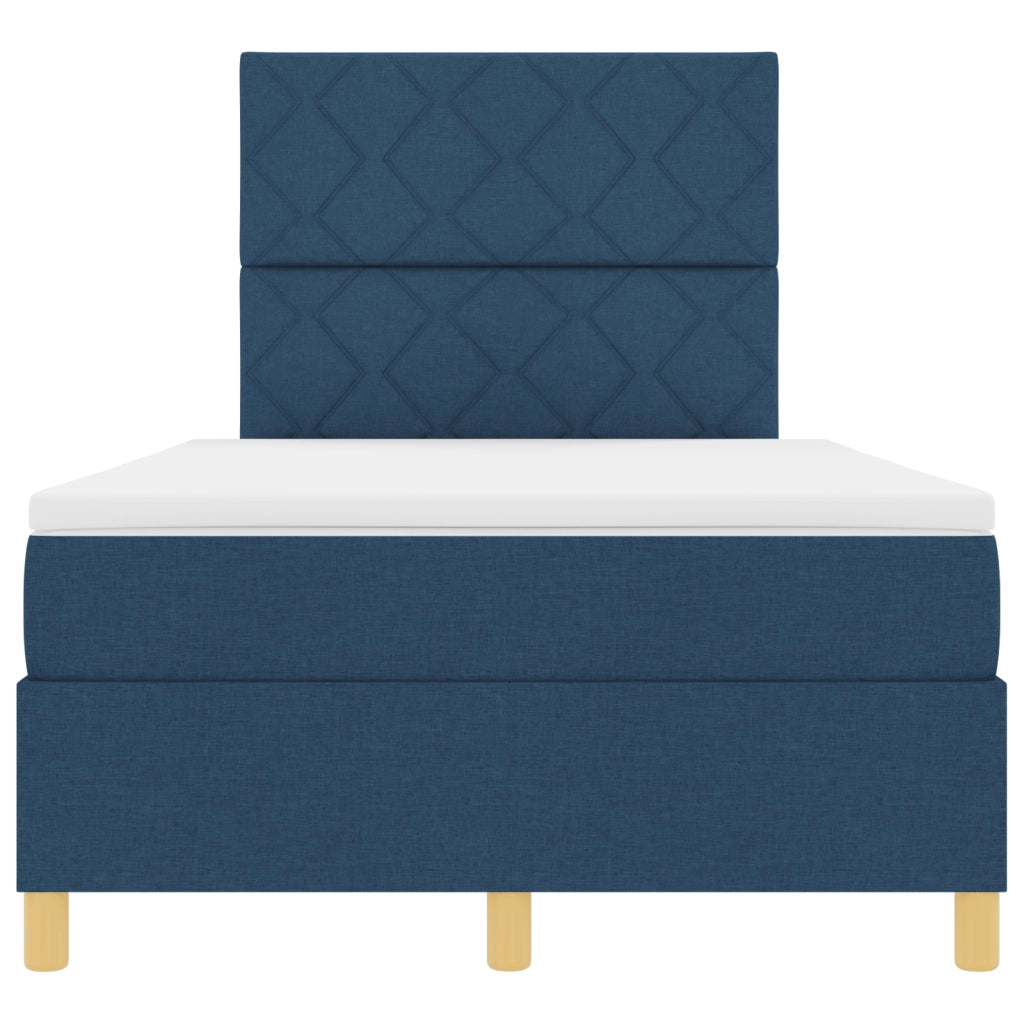 Letto Box Spring con Materasso & LED Blu 120x190 cm Tessuto