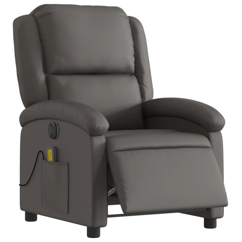 Poltrona Reclinabile Elettrica Grigia in Vera Pellecod mxl 91855