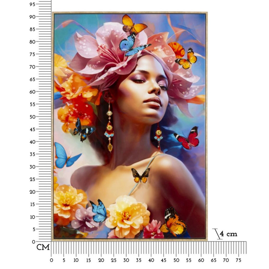 Stampa su Tela Fiori 1, Multicolore, Tessuto, 92x62x4 cm