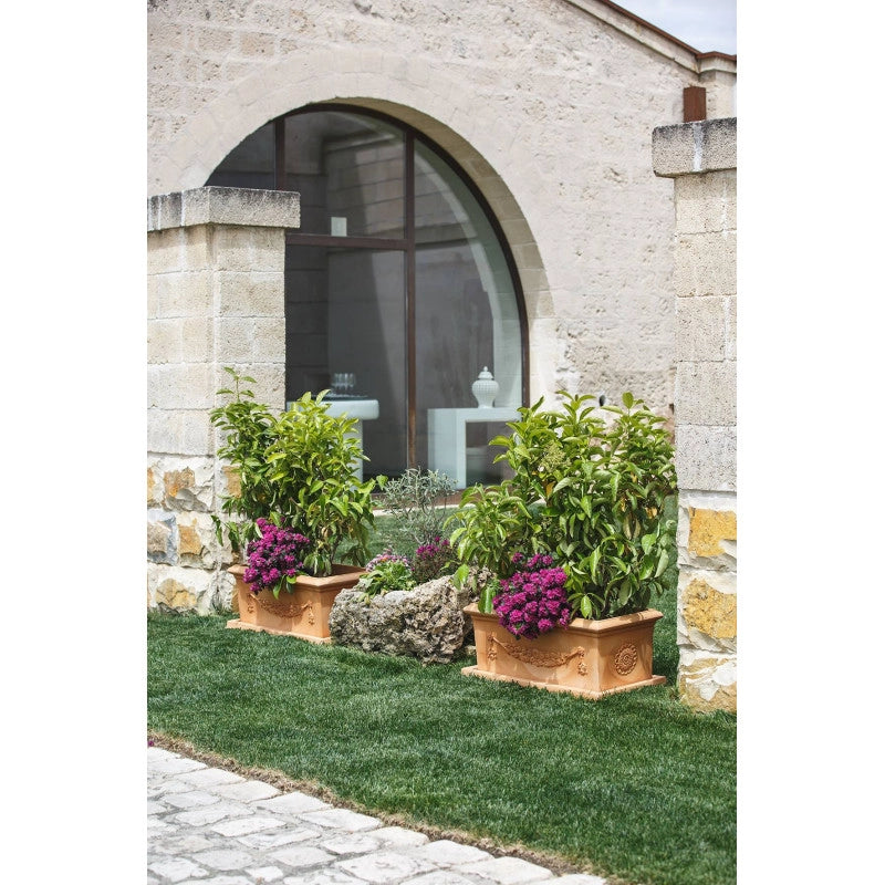 Vaso Fioriera decorativa classica tradizionale 80x40 H34 in polimero resistente impruneta per piante per giardini e terrazze - Made in Italy - Monacis