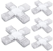 Connettore di Striscia LED 10MM 2-Pin - Connettore Rapido - Doppia Striscia Laterale - a Croce - 5 Pezzi