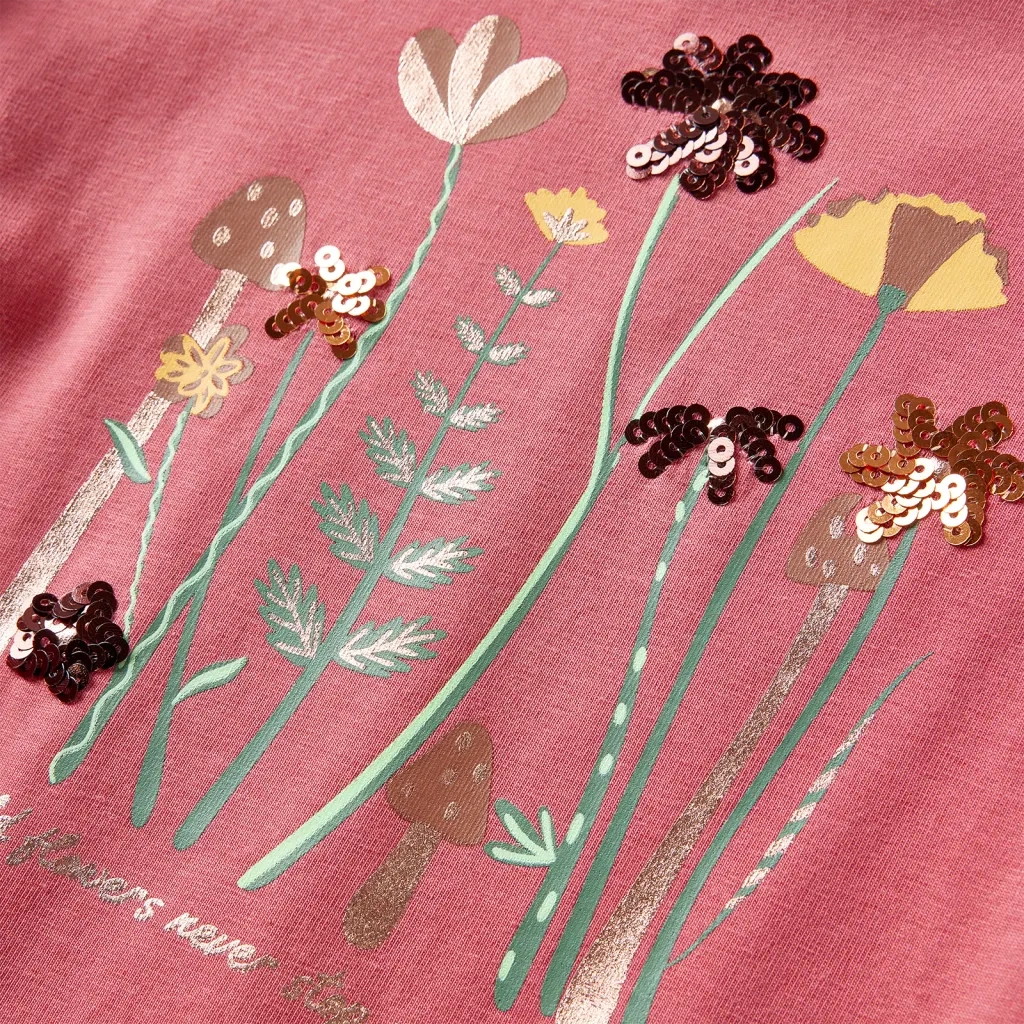 Maglietta da Bambina a Maniche Lunghe Rosa Antico 128 13612