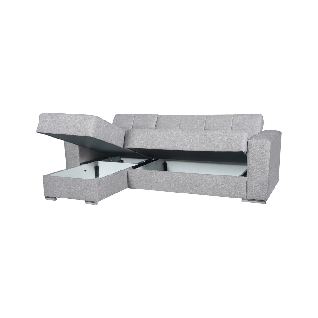 Cesaro, Divano Letto con Penisola Contenitore, 236x156 cm Grigio Chiaro