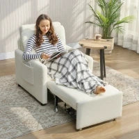 Poltrona letto rivestita in tessuto Teddy, 72 x 85,5 x 91 cm, Crema