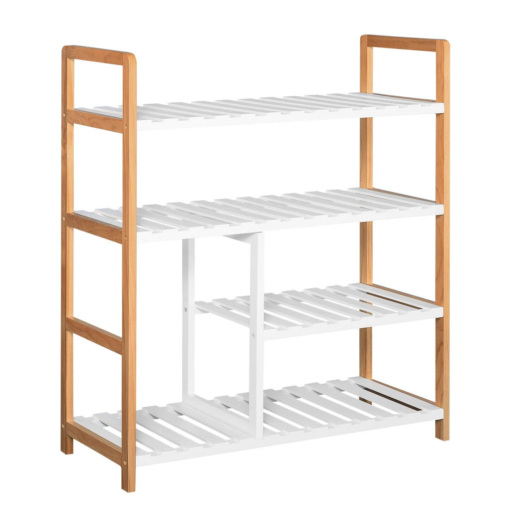 Scarpiera 4 Ripiani ¨C zephmum ¨C Legno di Pino MDF Bianco 60x25x80 cm