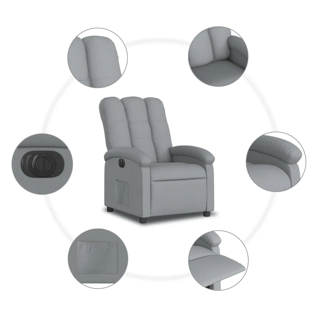 Poltrona Elettrica Reclinabile-Divano Sedia Grigio Chiaro in Tessuto 638473
