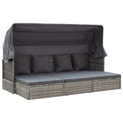 Lettino da Giardino con Tettuccio in Polyrattan Grigio MÃ©langecod mxl 118670