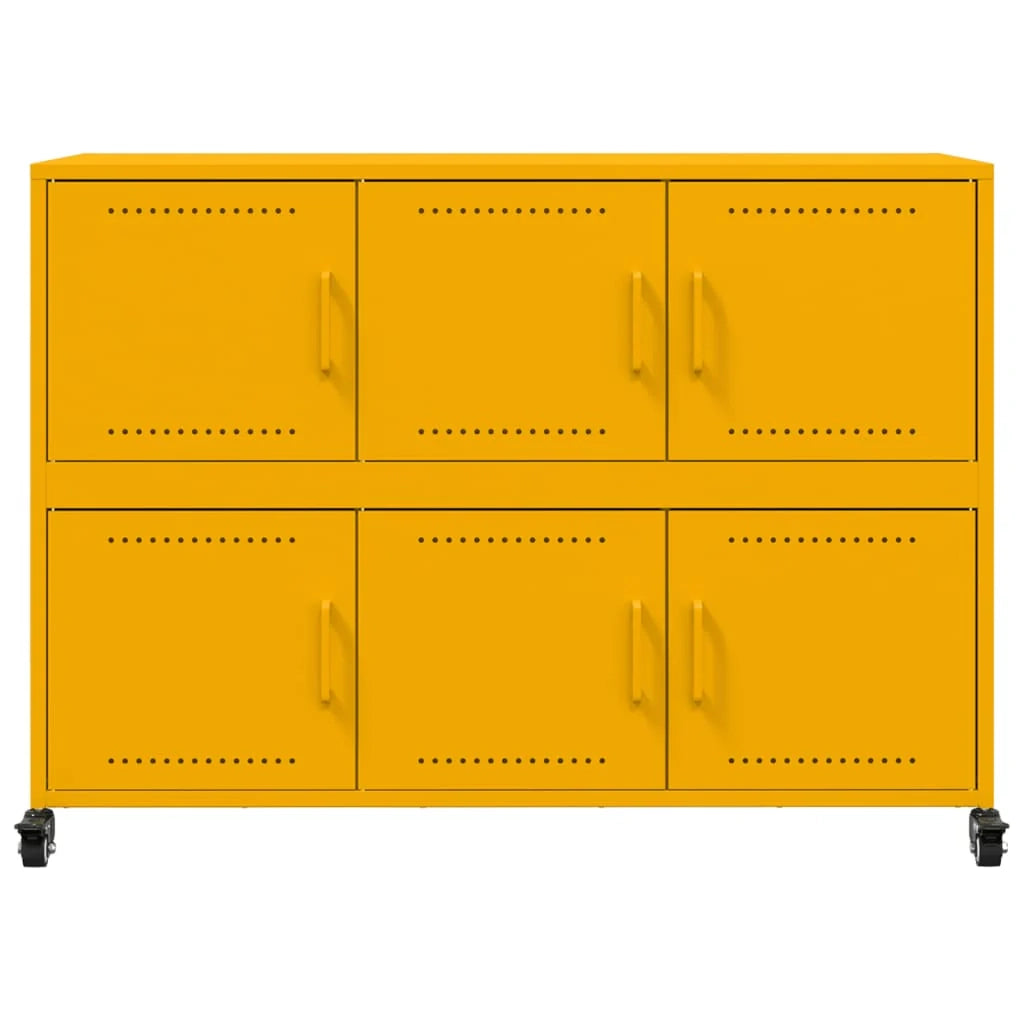 Buffet credenza cassettiera armadio mobile contenitore organizer per cucina soggiorno salotto giallo senape 100,5 x 39 x 72 cm acciaio Giallo 02_0035684