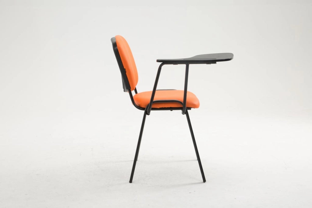 Sedia Ken in similpelle con tavolino ribaltabile arancione