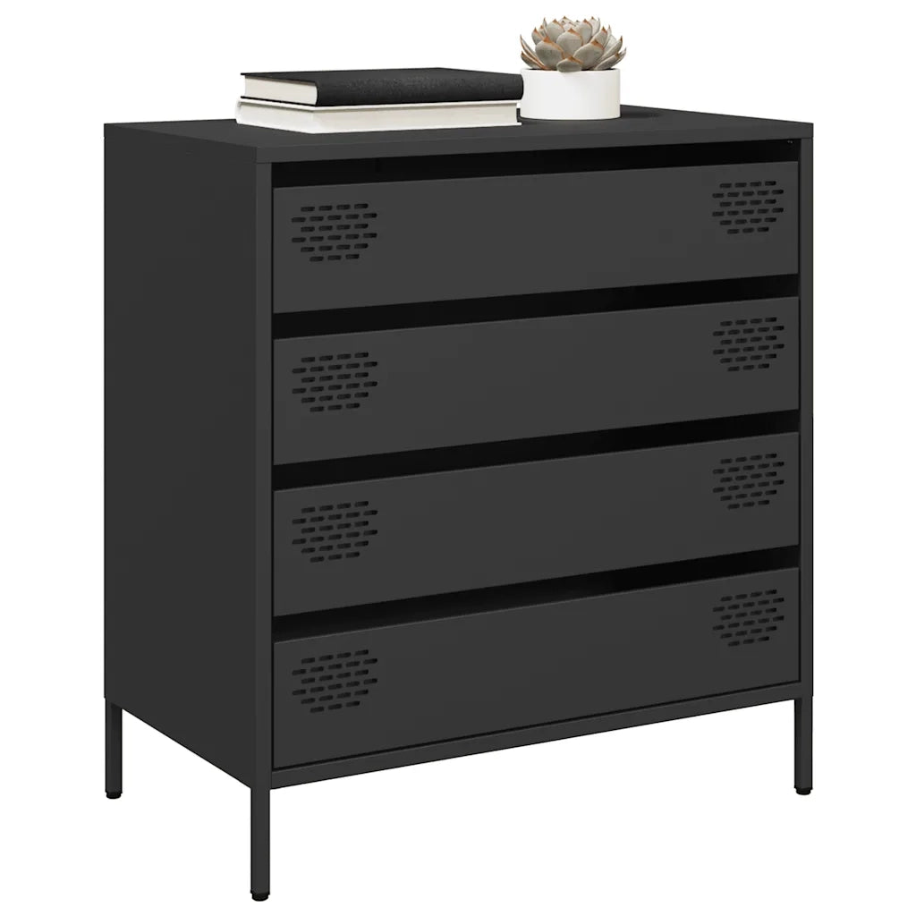 Credenza | Madia | Buffet da pranzo | Armadio da pranzo Nera 68x39x73,5 cm in Acciaio Laminato a Freddo