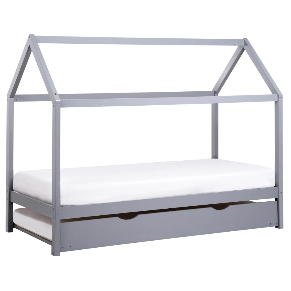 Letto a scomparsa della casa per bambini in legno di pino grigio UE misura singola 90 x 200 cm letto con base a doghe per la cameretta moderna dei bambini.