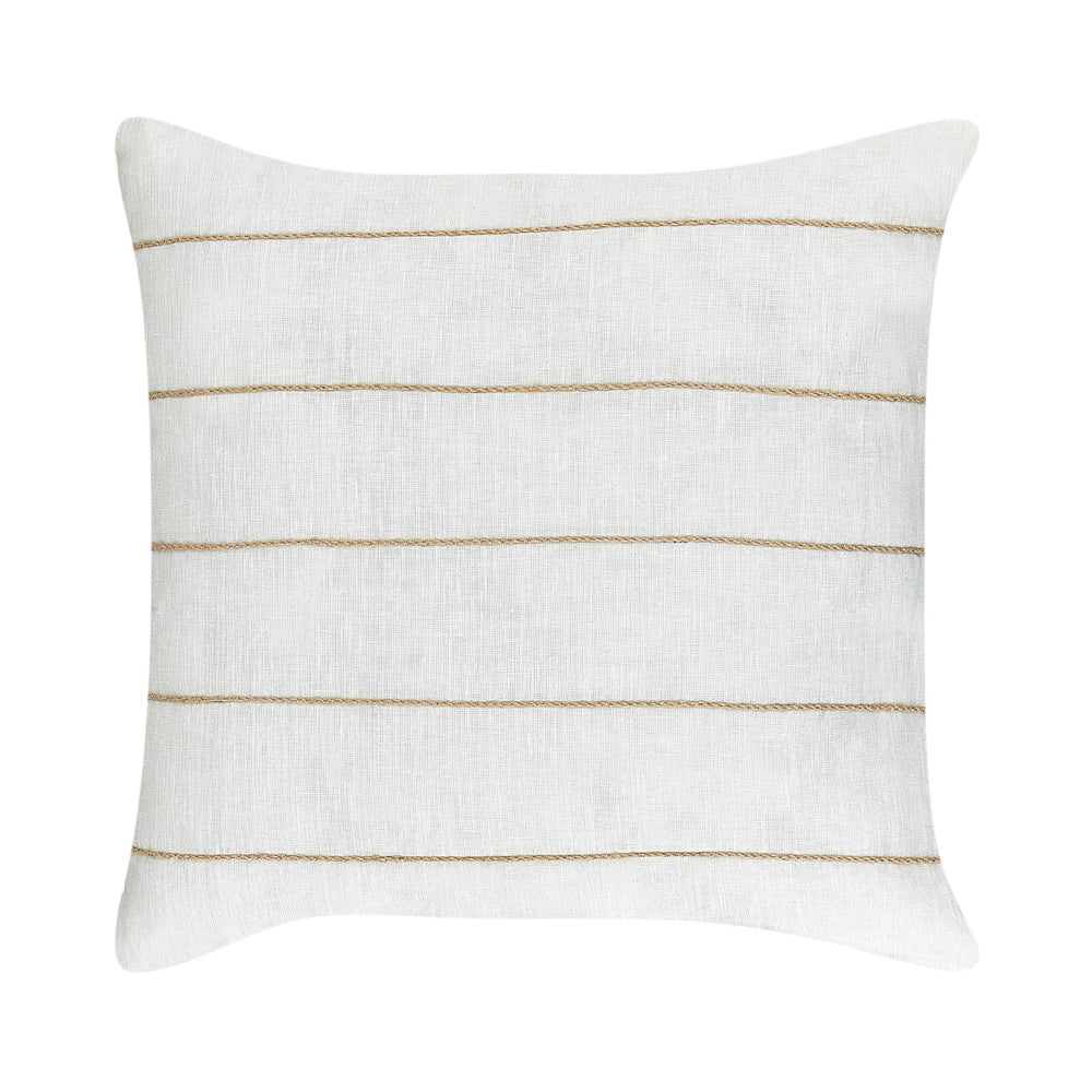 Set di 2 cuscini in lino e cotone con motivo a righe Bianco e beige 50 x 50 cm accessori salotto