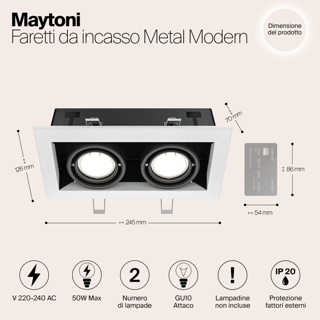 Maytoni Lampada da Incasso Metal Modern 2 luci GU10 bianco metallo