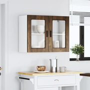 vidaXL Pensile da Cucina con Porta in Vetro Porto Rovere Fumo