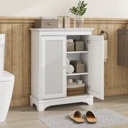 Mobile da bagno con 1 anta e ripiano regolabile design boho per bagno e soggiorno in MDF bianco 85,5 × 35,8 × 18,5 cm