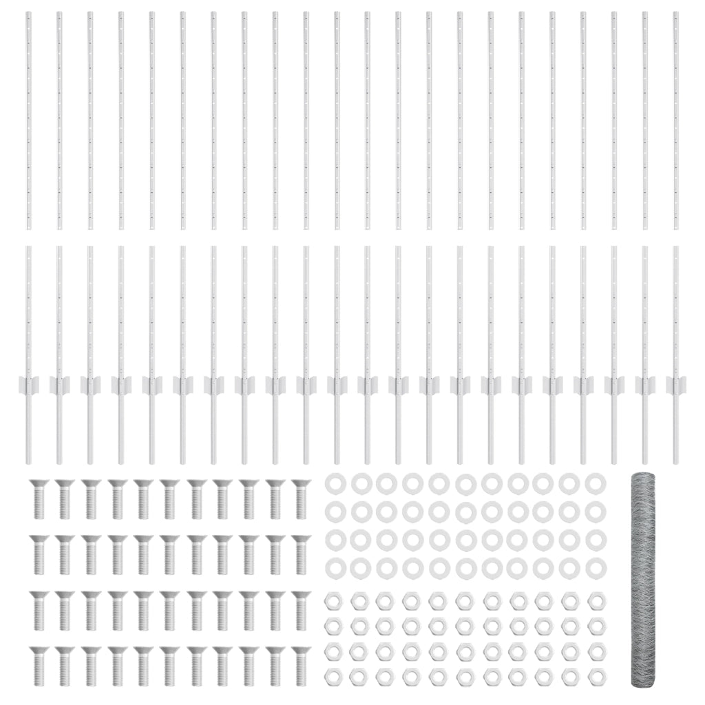 Pali Recinzione  22 pz U-Channel 120 cm Acciaio Galvanizzato