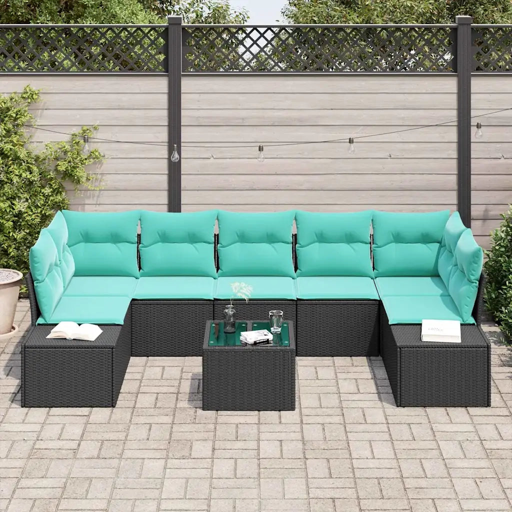 Set Divano da Giardino 8 pz Nero polyrattan 3346986