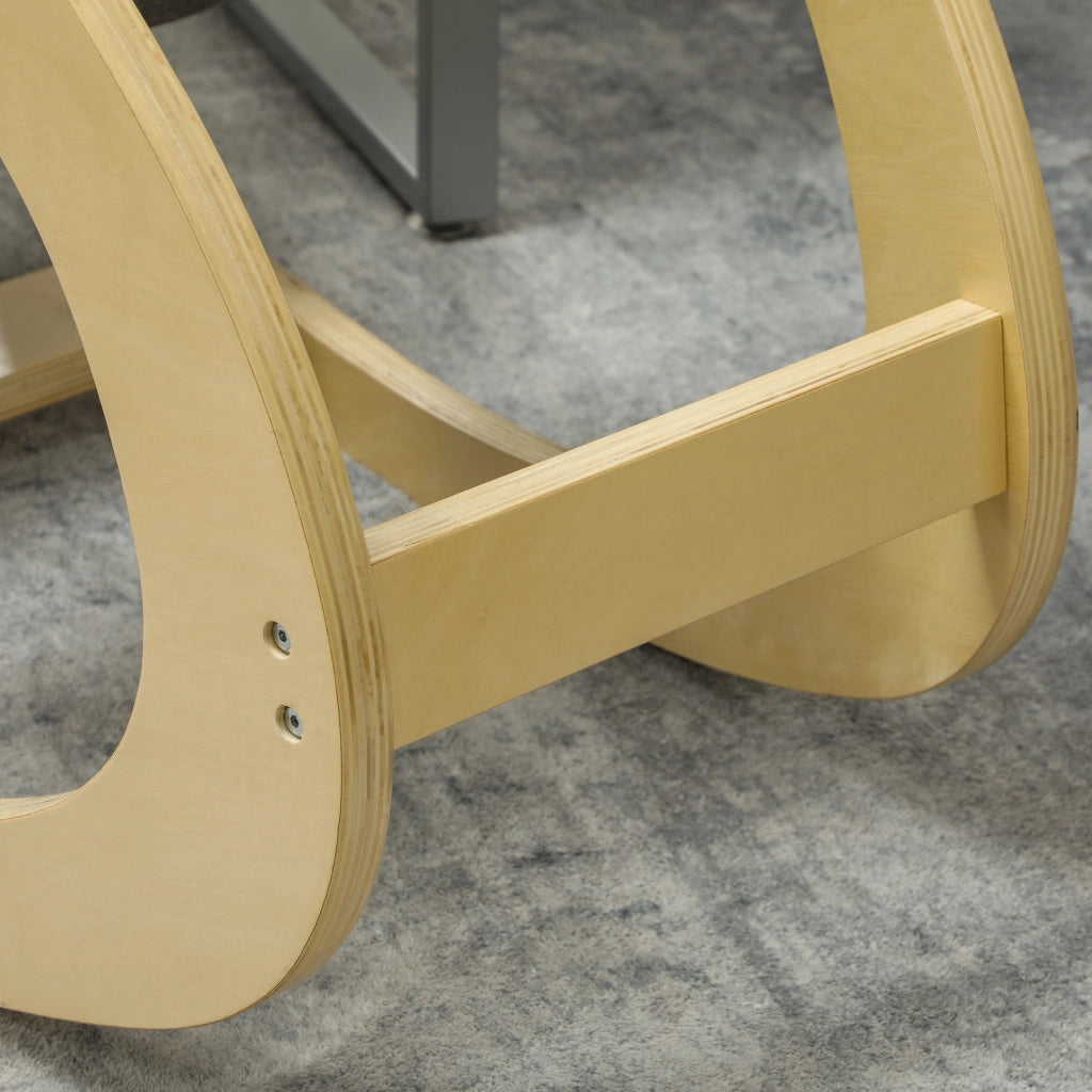Chaise ergonomica a ginocchio con movimento oscillante e supporto stabile in legno grigio 54,5 × 85 × 54 cm