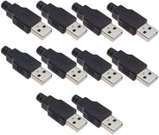 Adattatore USB Type A 4-pini a 10 pezzi - Duraturo e robusto - Nero - Connessione jack maschile - Ideale per progetti DIY - USP10