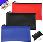Portafogli di pelle sintetica - 3 pezzi - 27 x 15 cm - chiusura a cerniera - borsa per documenti A5 - blu rosso nero - perfetto per la conservazione di banconote