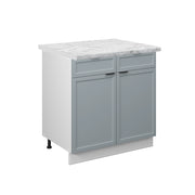 Mobiletto base per cucina Fame-Line Blu-grigio chiaro/Bianco 80 cm, PL Marmo Vicco