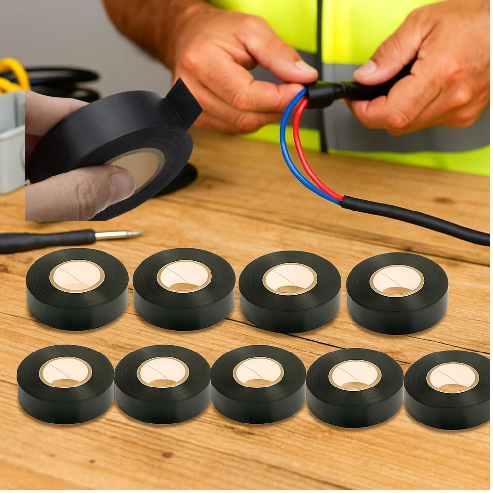 Kit nastro isolante in pvc autoestinguente multicolore per impianti sicuri *** colore nero, dimensioni 15 mm x 10 mt ...