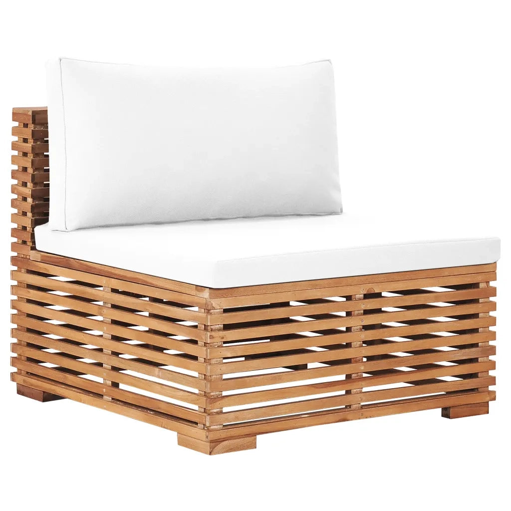 Divano Centrale da Giardino con Cuscino Crema Massello di Teak cod mxl 71893