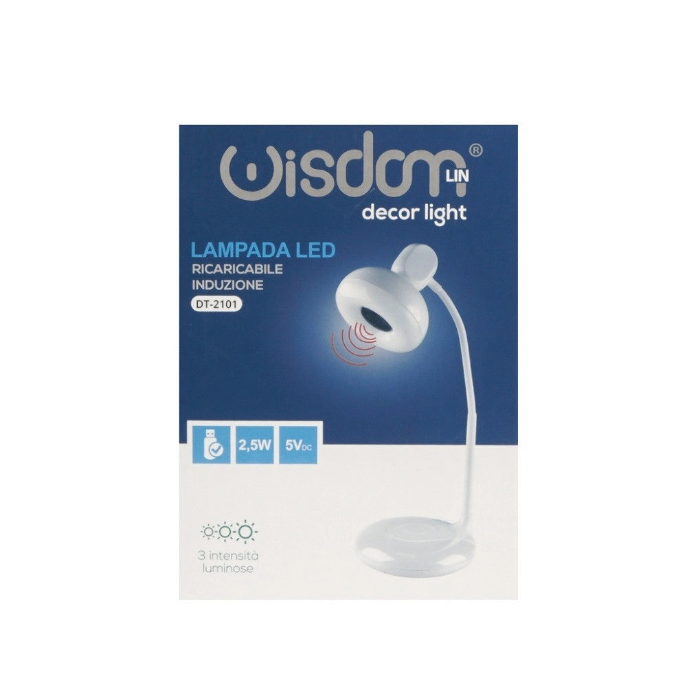 Trade Shop - Lampada Led Usb Ricaricabile Induzione Da Scrivania Dimmerabile 2.5w 5v Dt-2101 -
