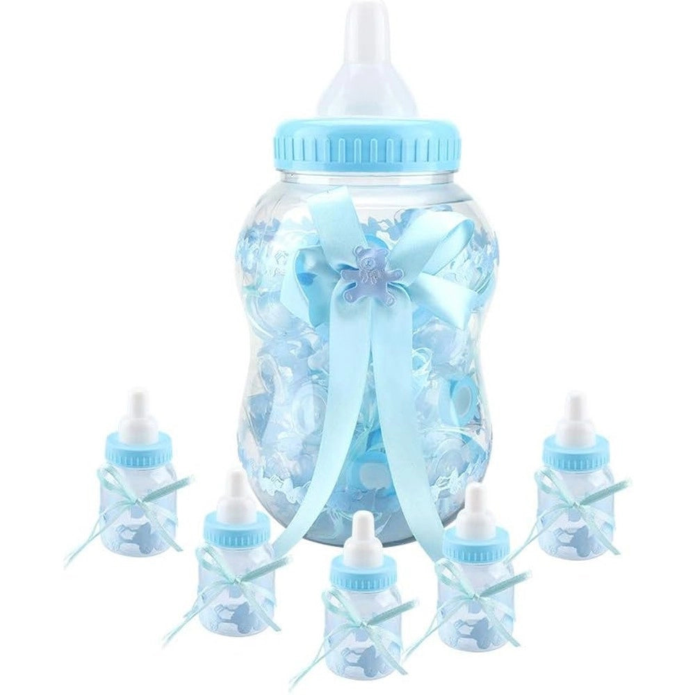 Trade Shop - Maxi Biberon Porta Confetti Celeste Idea Nascita 30 Pezzi Baby +1 Maxi Battesimo -