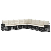 Set Divano da Giardino 9 pcs Nero e Bianco Crema polyrattan 3435145