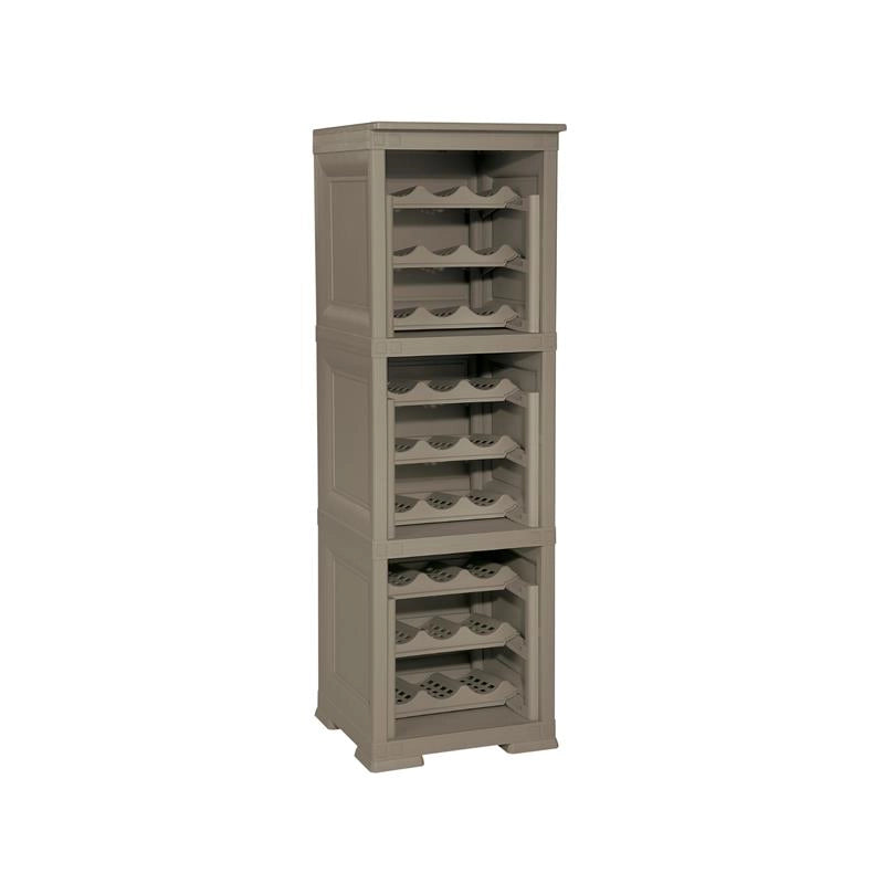 SCAFFALE PORTABOTTIGLIE 27 BOTTIGLIE WENGÉ 40X42,5X125 CM – CANTINETTA A VISTA 3 MODULI PER CUCINA E ZONA PRANZO