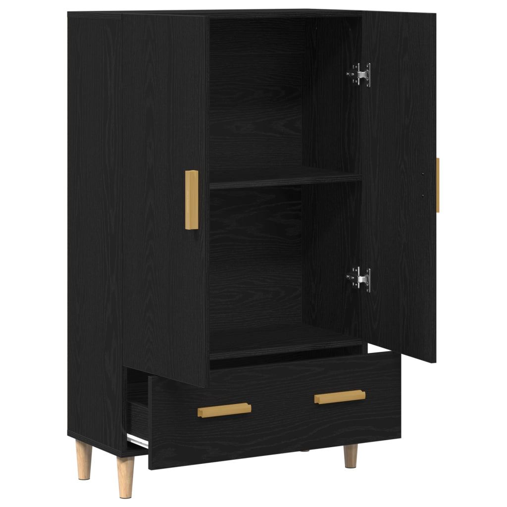 Highboard in Rovere Nero, 70x31x115 cm, Realizzato in Legno Ingegnerizzato