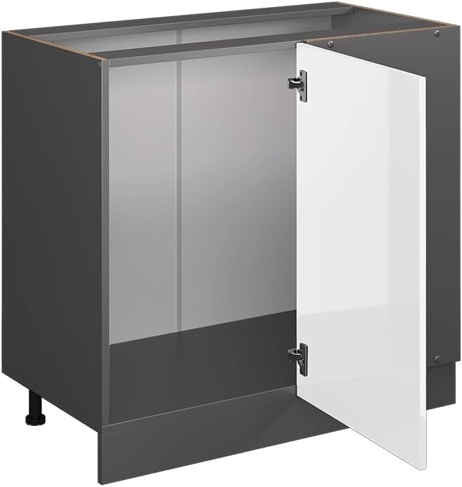 Mobile ad angolo cucina R-Line, Bianco lucido, 86 cm senza piano di lavoro, per la libera combinazione all'interno di sistemi cucina modulari