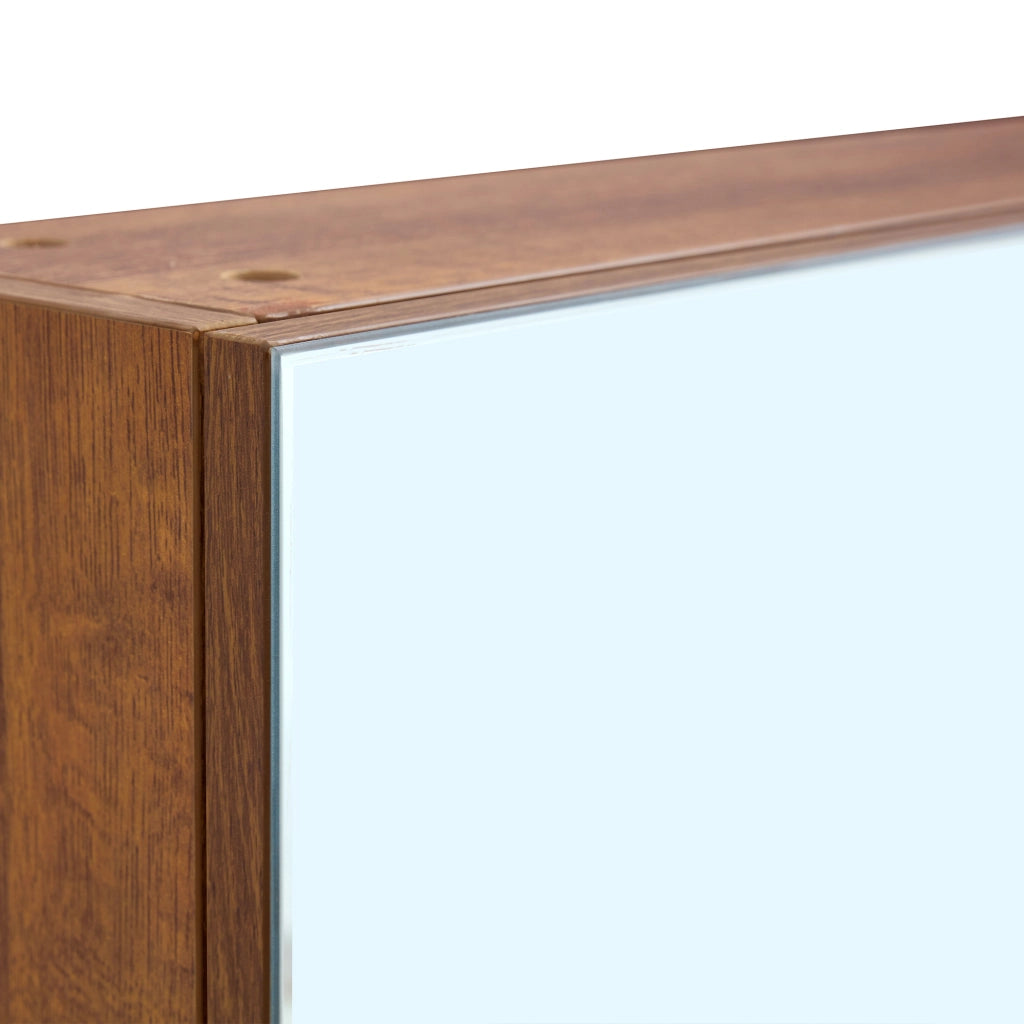 Mobile bagno con specchio e ripiani aperti in MDF a parete per bagno; stile moderno; noce; 69×63×12.5 cm