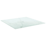 Piano Tavolo | Superficie Tavolo | Piano Scrivania Bianco 50x50 cm 6 mm Vetro Temperato Design Marmo