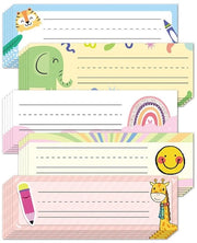 Etichette per Nome 25 pezzi - Riciclabili - Decorative Animali - Etichette per Nome - Aula di Classe - Scuola - Confine Colorato