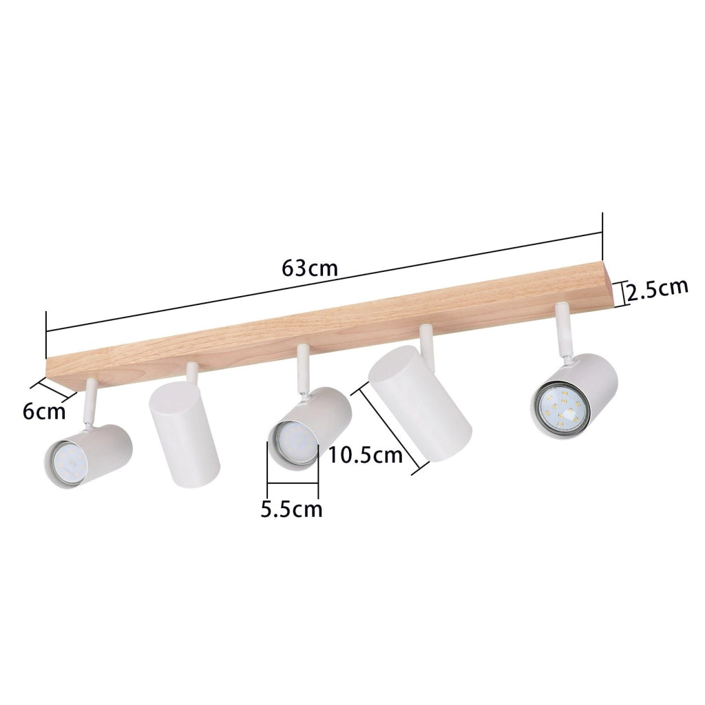 ZMH Plafoniera a 5 luci legno bianco GU10 Plafoniera per camera da letto corridoio