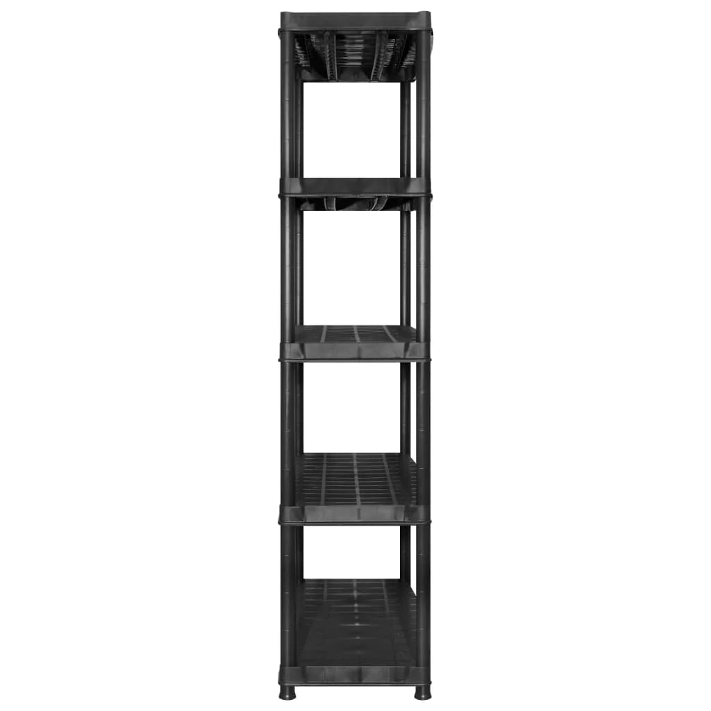 Scaffale portaoggetti a 5 ripiani 340 x 40 x 185 cm Plastica nera 02_0045705