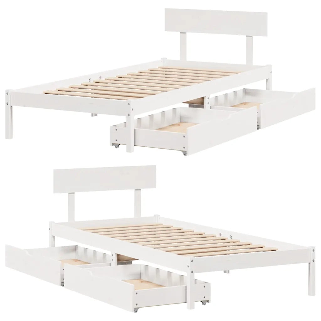 Letto senza Materasso Bianco 90x200 cm Legno Massello di Pino 3301509
