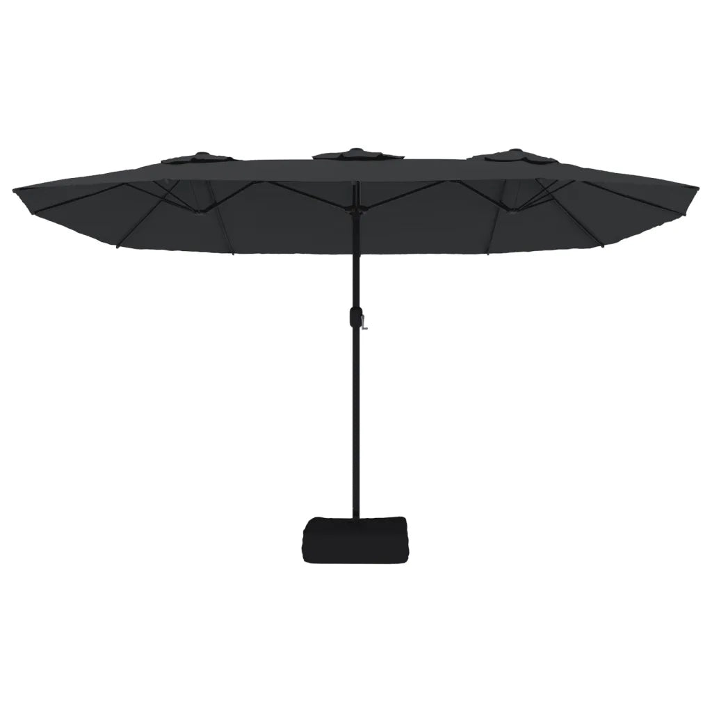 Ombrellone a Doppia Testa con LED-Ombrello da giardino Nero 449x265 cm
