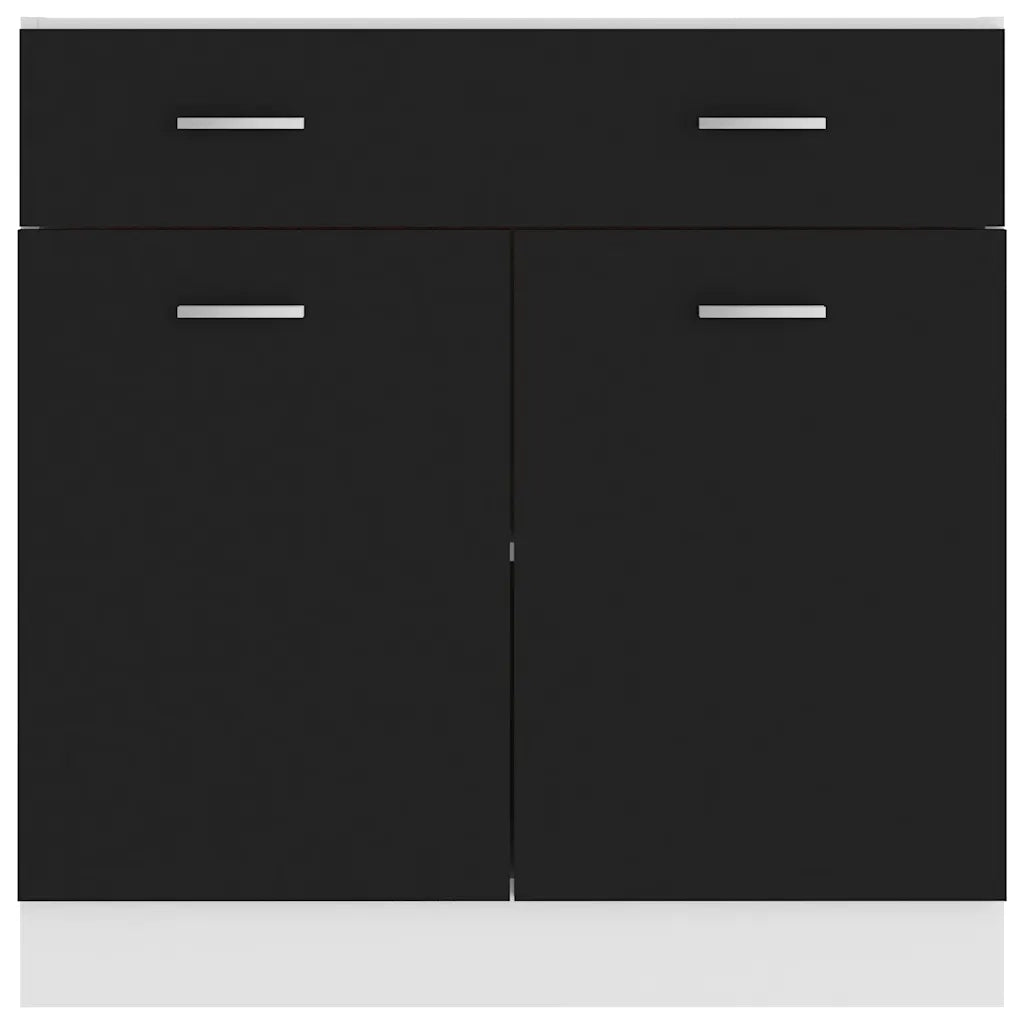 Pensile da cucina | Mobile Inferiore Cassetto ¡°Lyon¡± Nero 80x46x81,5 cm