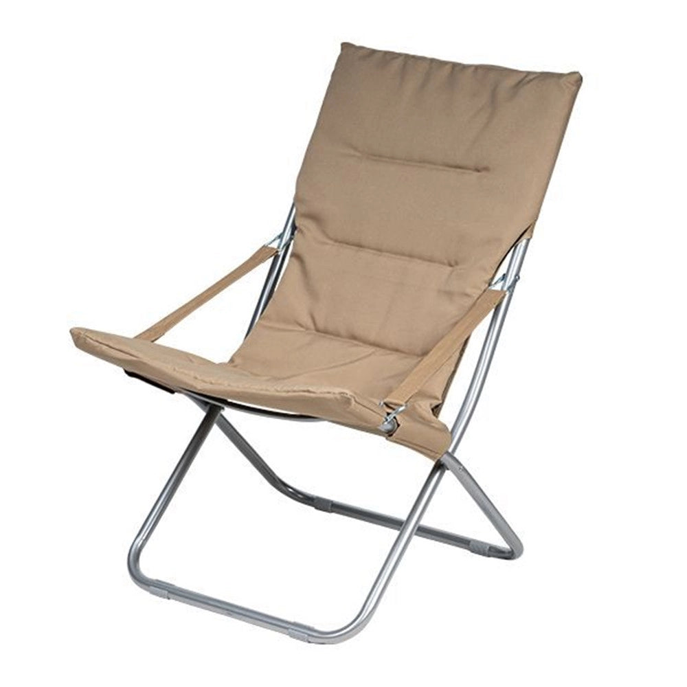 Trade Shop - Spiaggina Sedia Canapone In Acciaio Tessuto Imbottito Pieghevole Relax Marrone 3994190 -