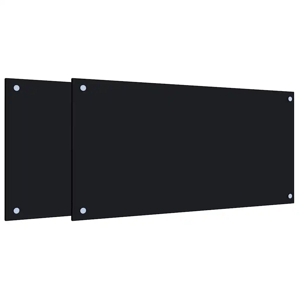 Paraschizzi per Cucina 2 pz Neri 80x40 cm in Vetro Temperato 3315798