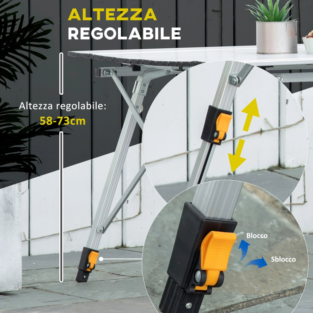 Tavolo Pieghevole Avvolgibile in Alluminio con Custodia - Fino 40kg