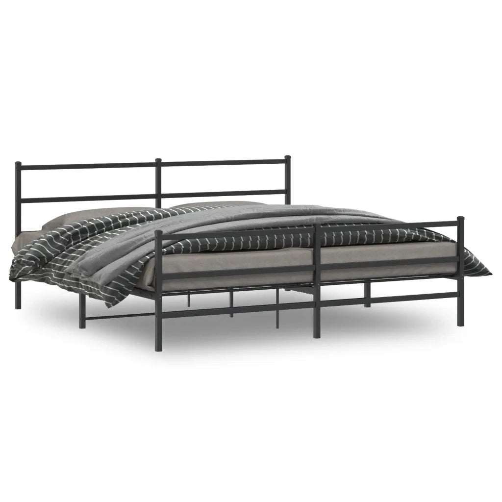 Giroletto con Testiera e Pediera Metallo Nero 183x213 cm 355388