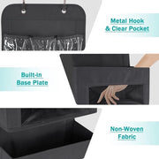 Organizzatore per porte con 4 grandi contenitori e finestra - 3 contenitori PVC - 2 ganci metallici - per porta - camera da bagno - camera per bambini - soggiorno - camera da letto - grigio