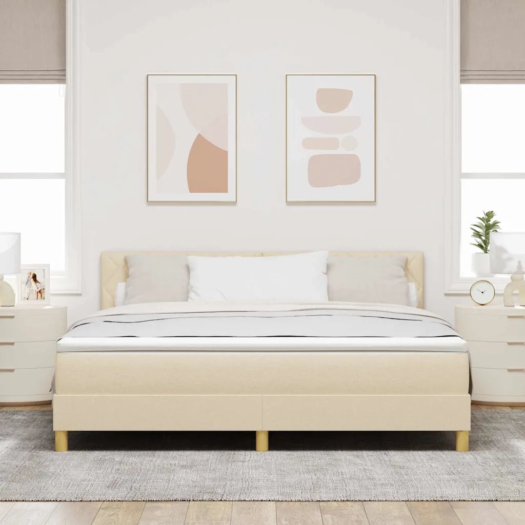 Letto a molle con cuscino Crema 180 x 200 cm Tessuto 3339019