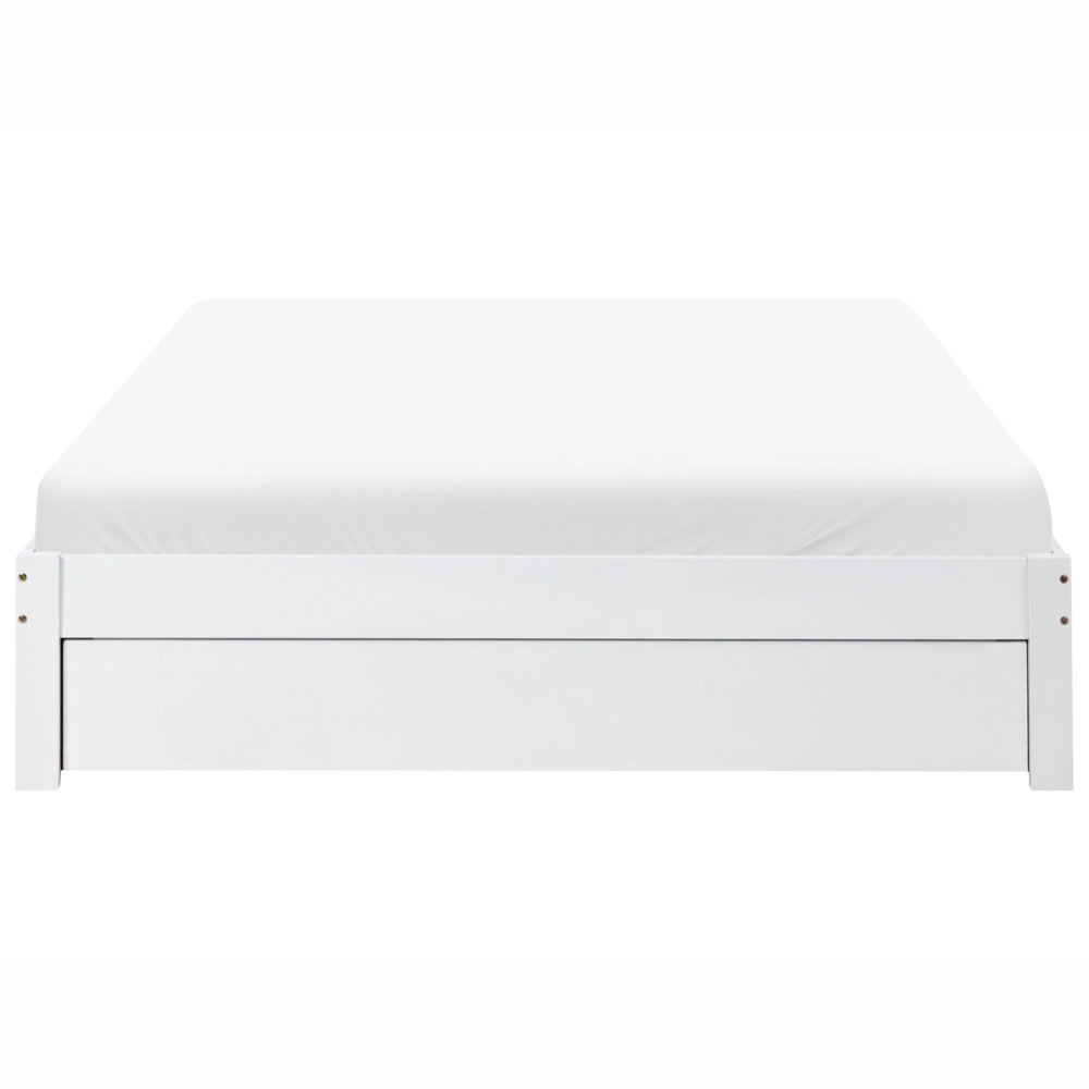 Letto con cassetti senza testiera in legno di gomma bianca 160 x 200 cm design moderno con contenitore